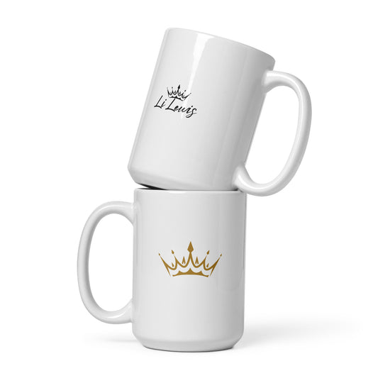 "Li Lewis Black Signature" White Glossy Mug